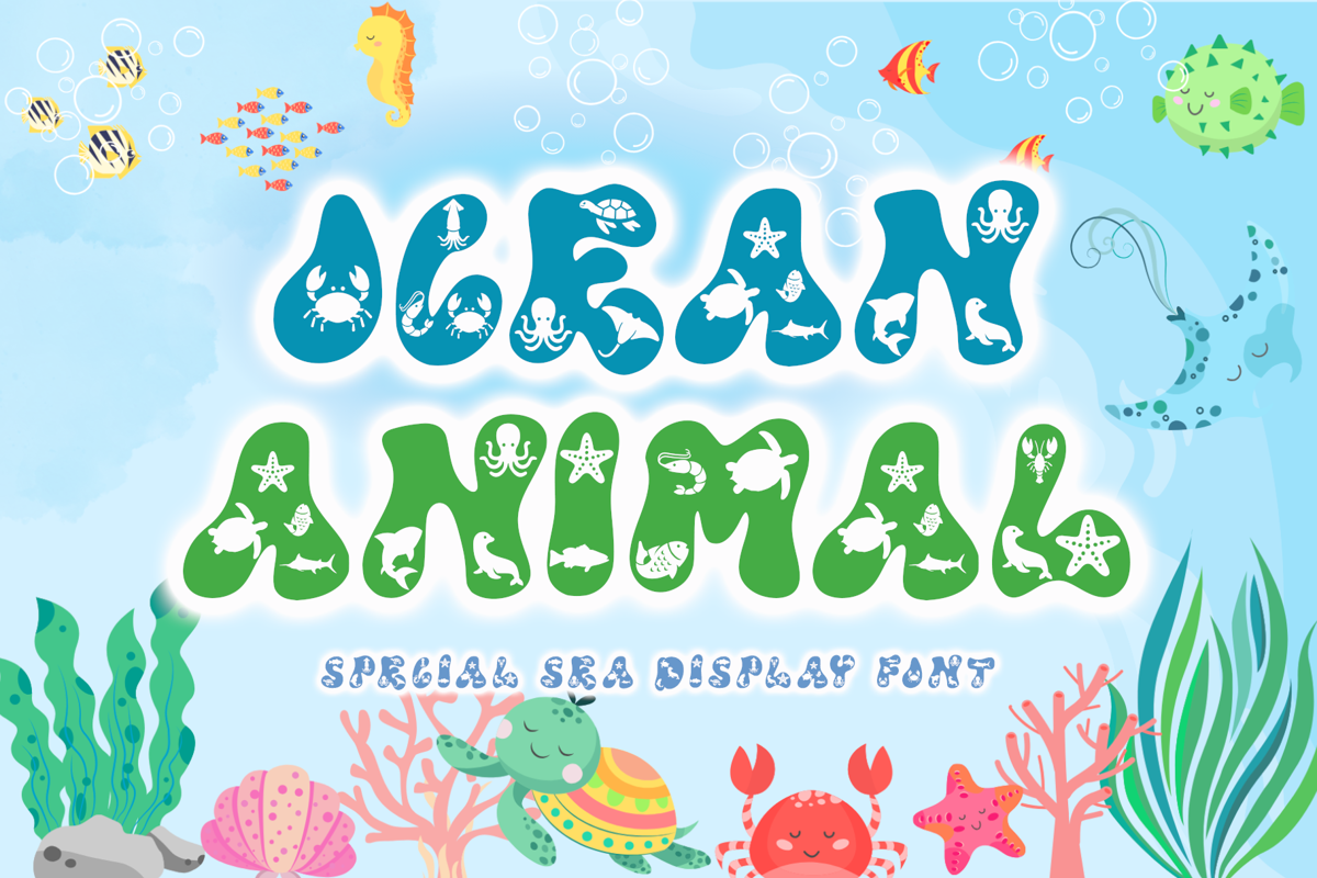 Ocean Animal Font | Yoga Letter | FontSpace