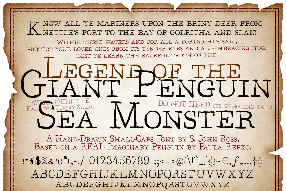Legend of the Giant Penguin Sea Font Cumberland Fontworks FontSpace