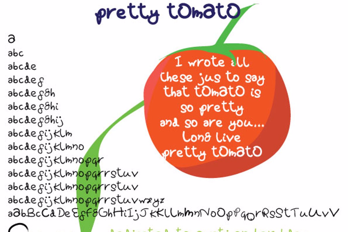 Pretty test. Шрифт помидор. Шрифт Томато. Tomato font. Томатос.