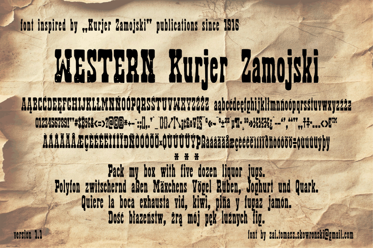 Western Kurjer Zamojski Font | Tomasz Skowroński | FontSpace