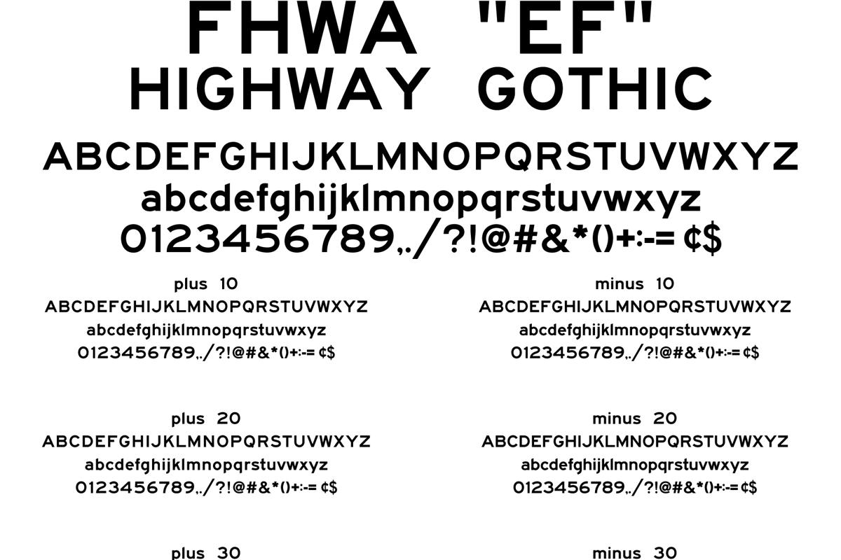 FHWA Series EF 2021 Font | Barry Stock Fonts | FontSpace