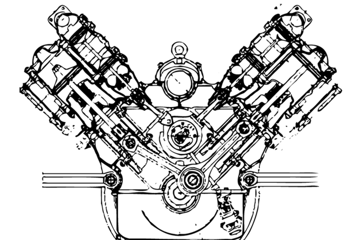 V8 рисунок двигатель