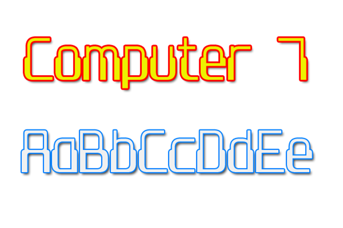 Шрифт в стиле конструктора. Computer font. Computer 7 font. Computational font.