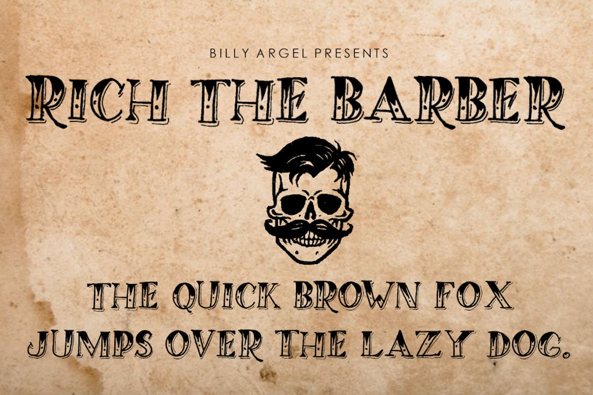 RICH THE BARBER Font Billy Argel Fonts FontSpace