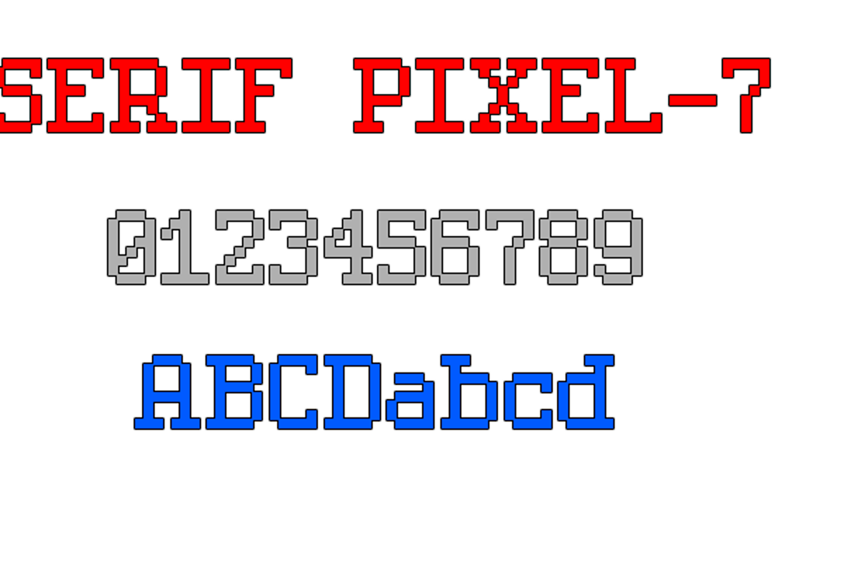 Pixel 7 обновления. Шрифт пиксельный 7. Pixel Serif. Шрифт в стиле конструктора. Пиксельная семёрка.