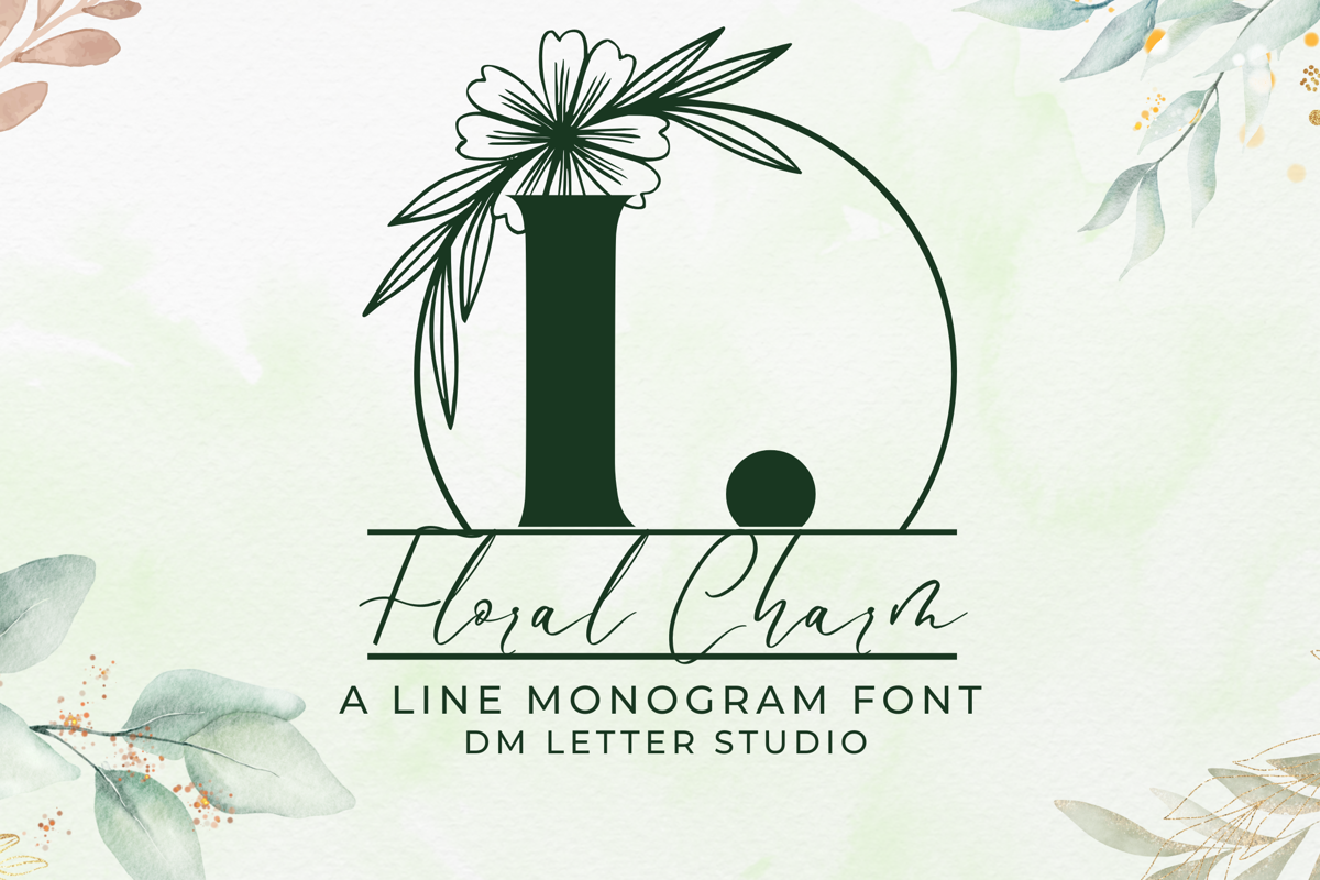 Floral Charm Line Monogram Font - Free Download