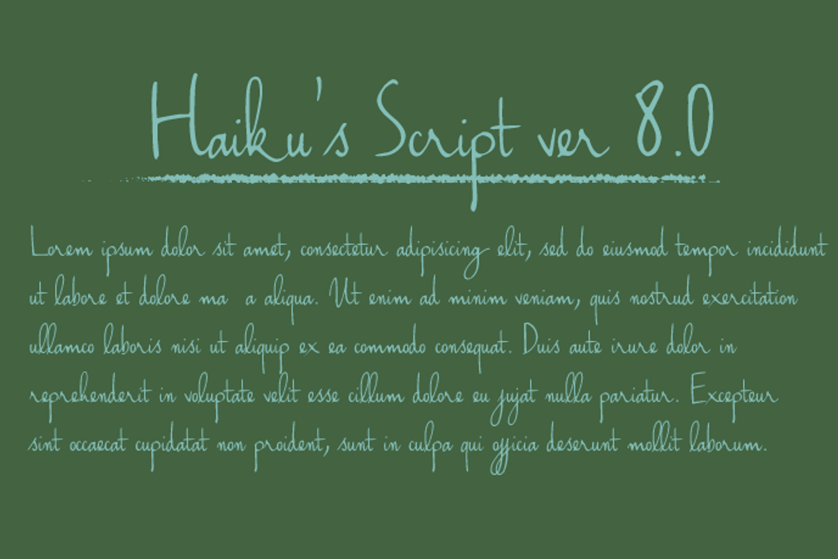 S script. Haikus. Kam's script. 6 Font. Room font.