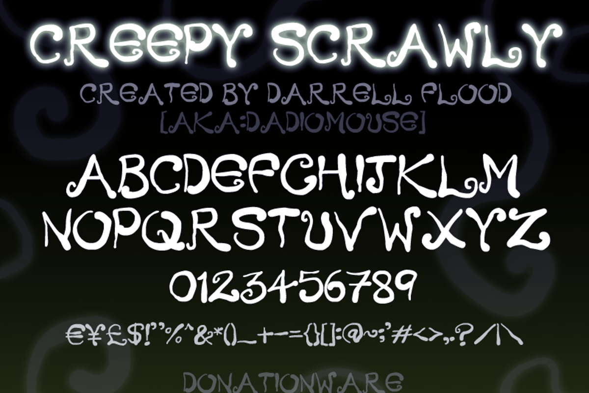 Ghastly font. Шрифт creepy. Scrawly.