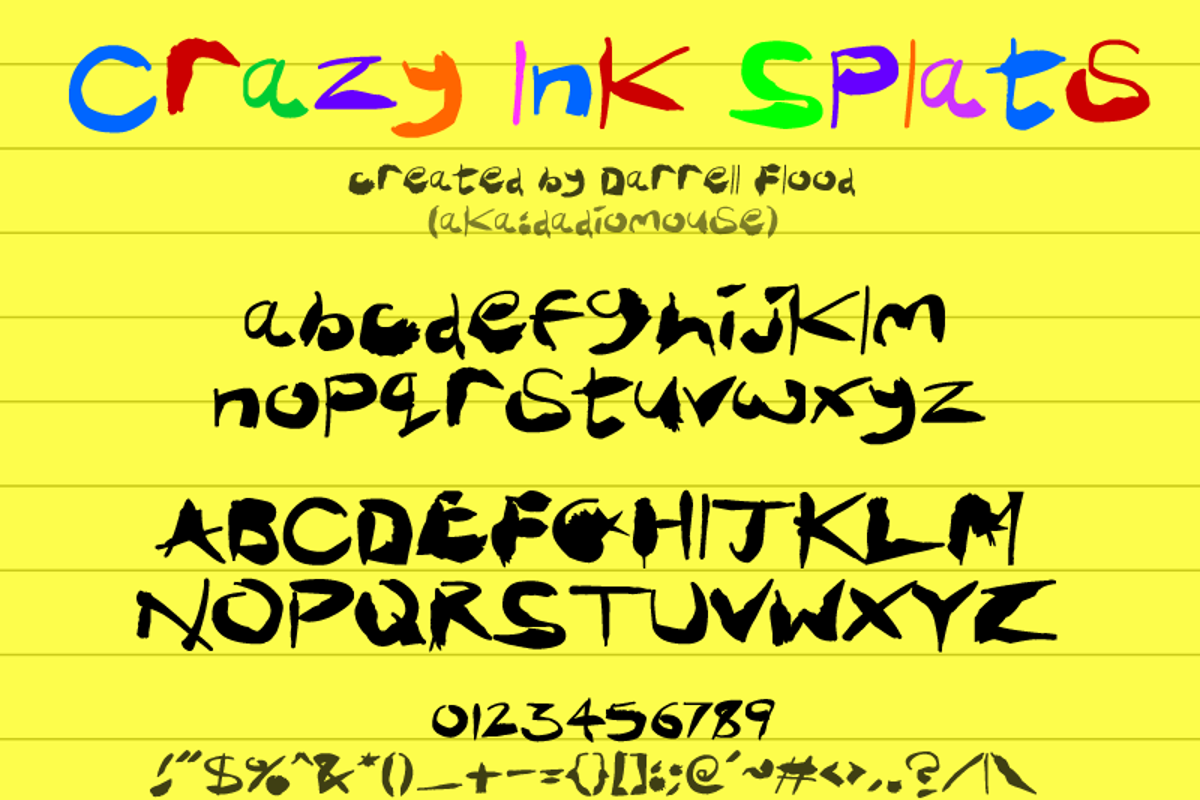 Free download of Crazy Ink Splats Font Family with 2 styles. 