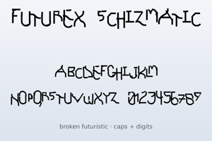 Related font Futurex Schizmatic