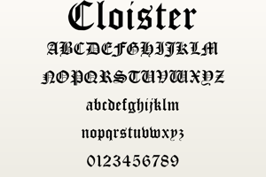 Related font Cloister Black