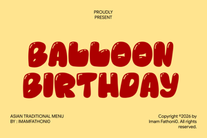 Related font Balloon Birthday