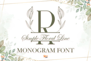 Simple Floral Line Monogram