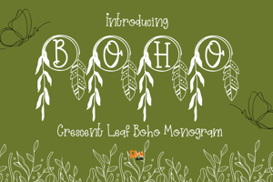 Crescent Leaf Boho Monogram