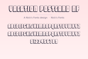 Related font Vacation Postcard NF