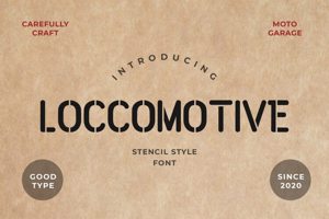 Related font Loccomotive Stencil Military Block