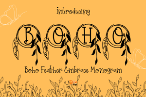 Boho Feather Embrace Monogram
