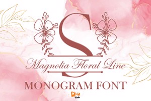 Magnolia Floral Line Monogram
