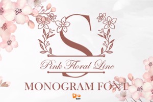 Pink Floral Line Monogram