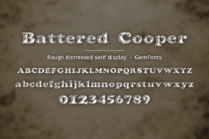Related font Battered Cooper