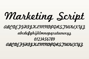 Related font Marketing Script