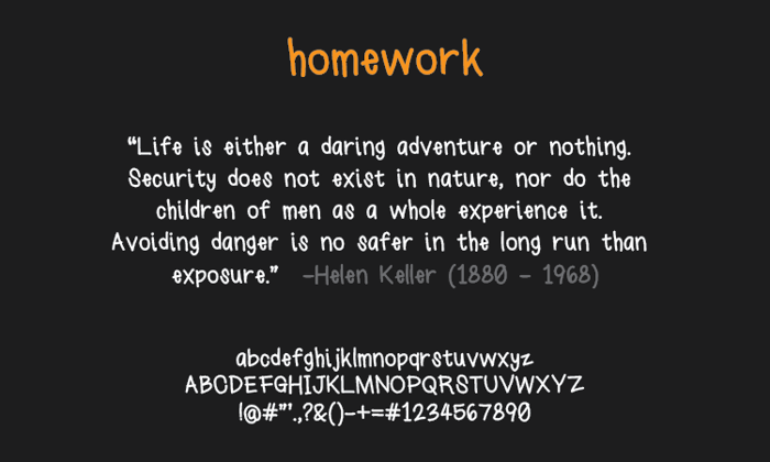 homework in pretty font