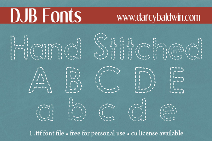 DJB Hand Stitched Alpha Font poster