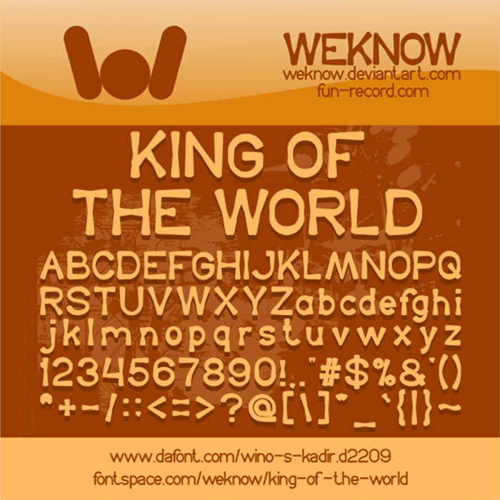 King Of The World Font poster