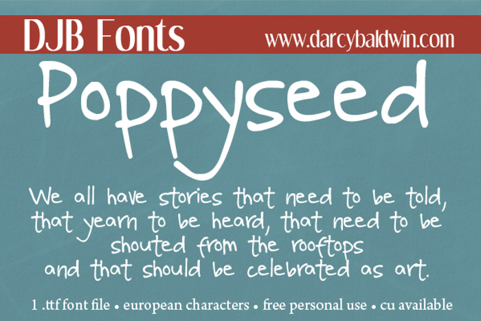 DJB Poppyseed Font poster