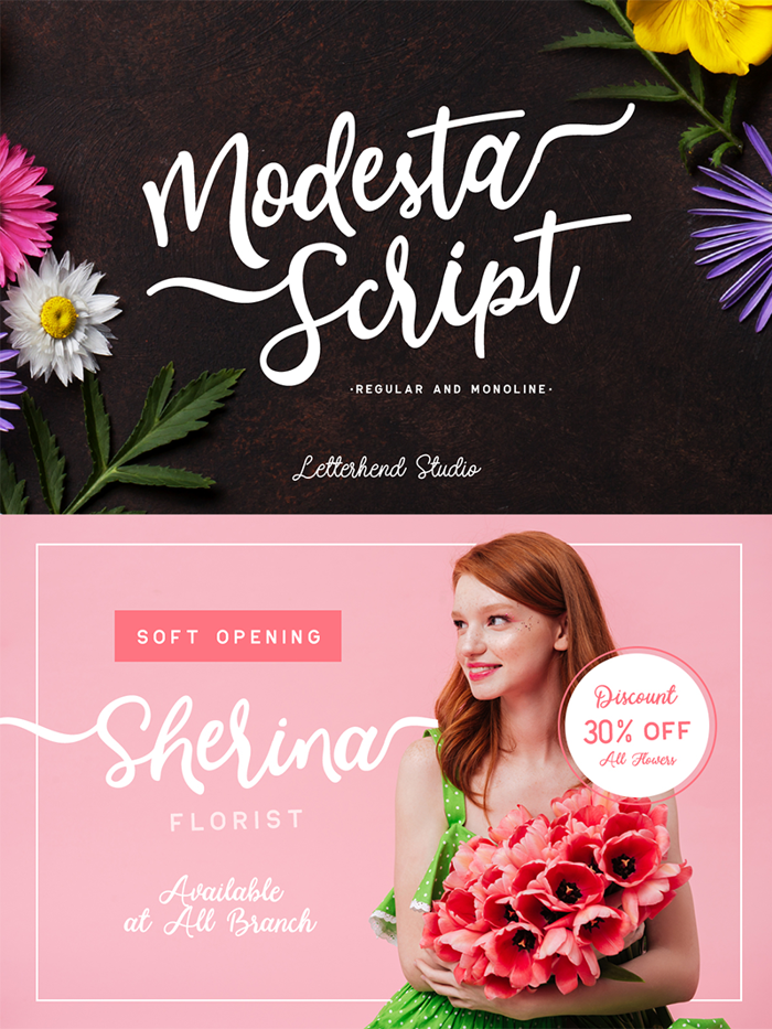 Modesta Script Font poster