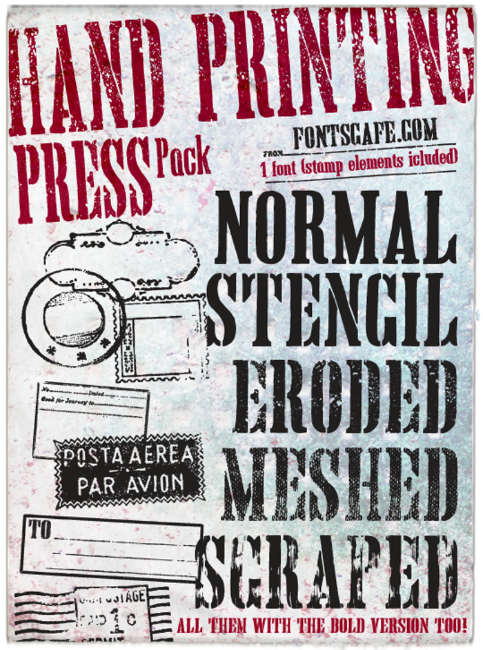 Hand Printing Press Eroded DEMO Font poster