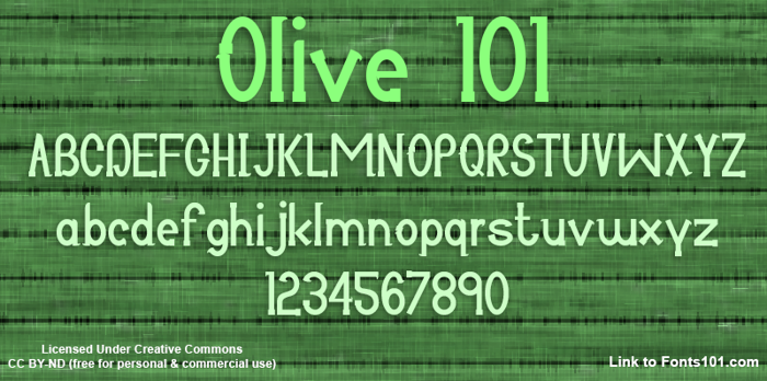Olive 101 Font poster