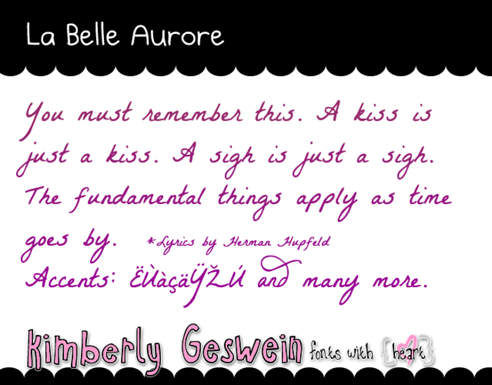 La Belle Aurore Font poster