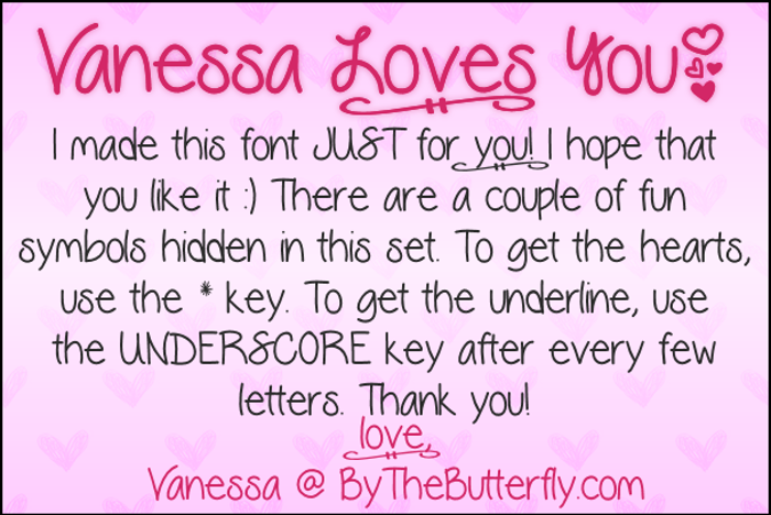 VanessaLovesYou Font poster
