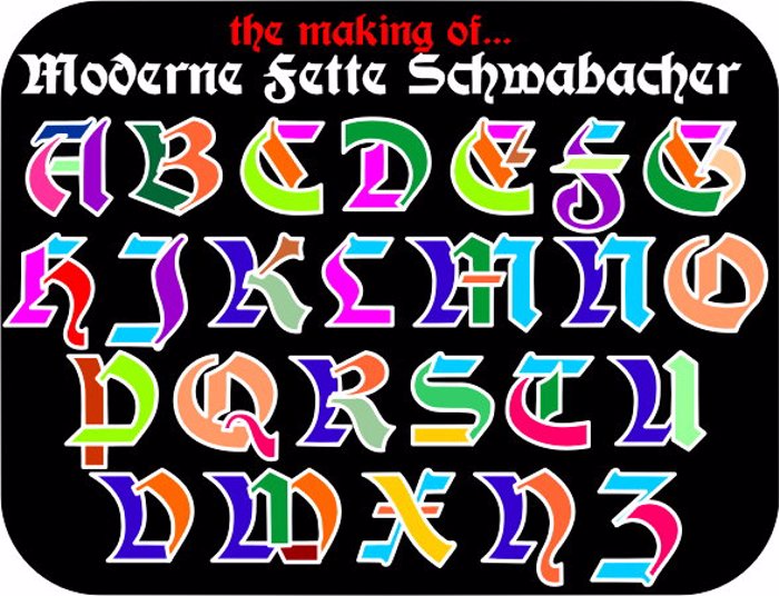 Moderne 3D Schwabacher Font poster