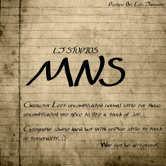 LJ Studios MNS Font poster