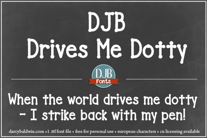 DJB Drives Me Dotty Font poster