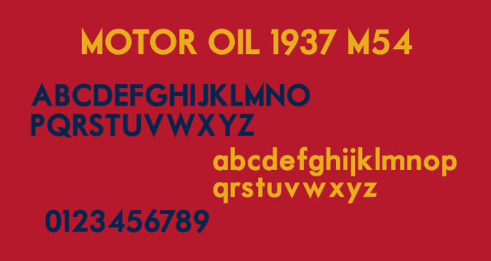 Motor Oil 1937 M54 Font poster
