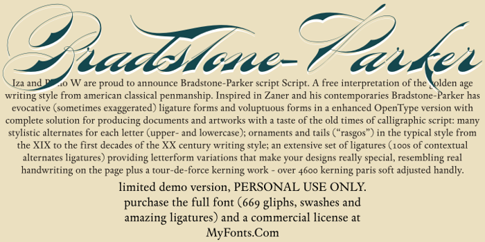 Bradstone-Parker Script Limited Font poster
