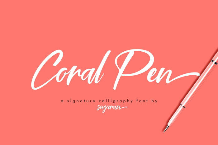 Coral Pen Font poster