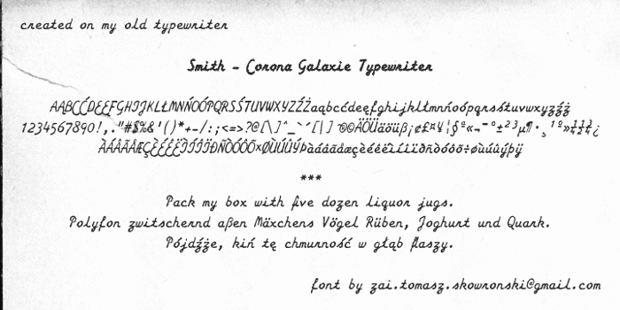 Smith-Corona Galaxie Typewriter Font poster