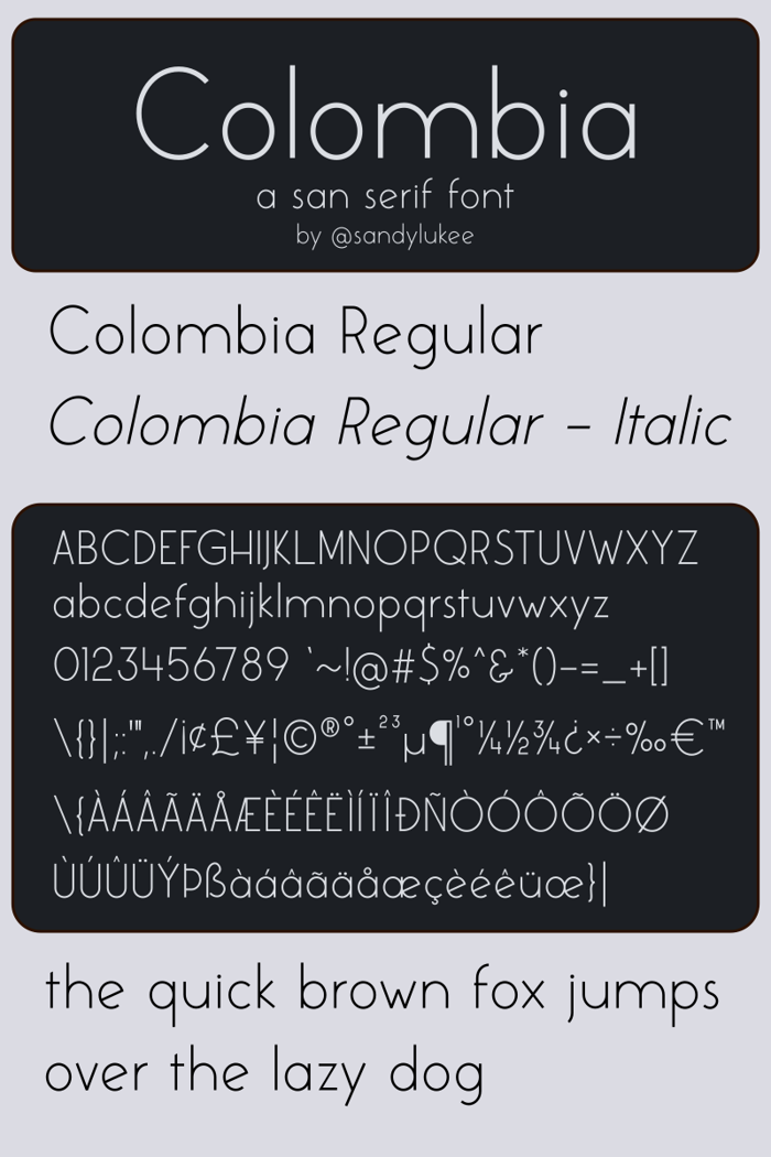 Colombia Font poster