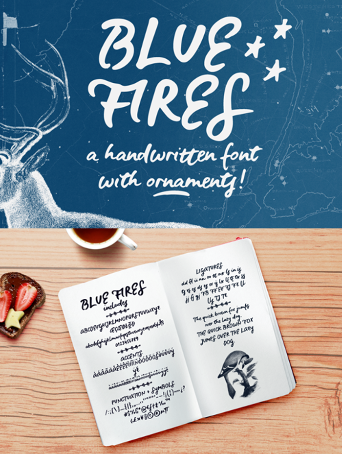 Blue Fires Sample Font poster