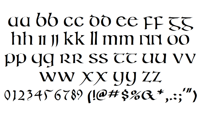 Irish Unci Alphabet Font