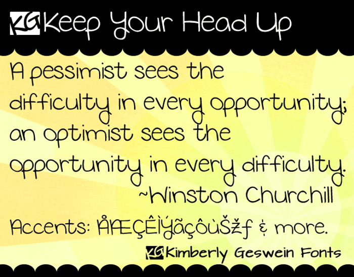 KG Keep Your Head Up Font poster