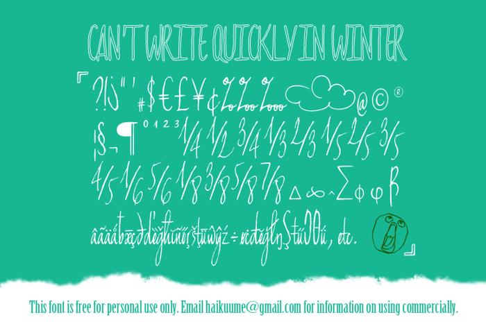 Can't write quickly in winter Font poster