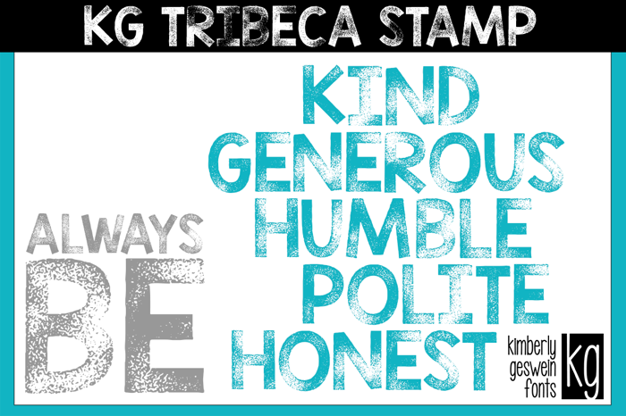 KG TRIBECA STAMP Font poster