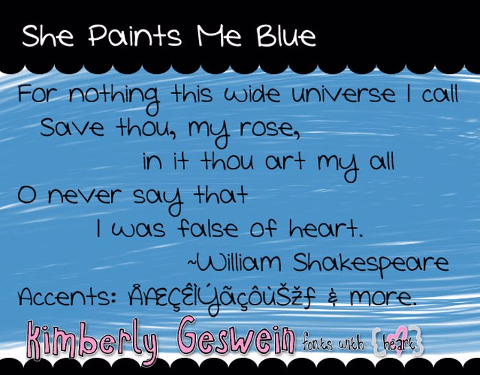 She Paints Me Blue Font poster