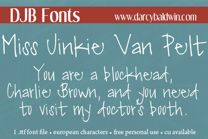 DJB Miss Jinkie Van Pelt Font poster