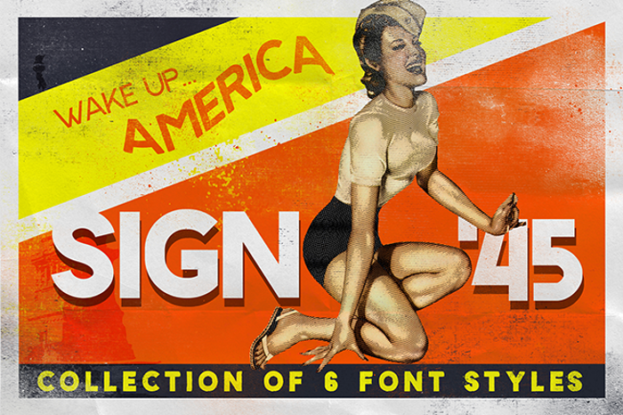 Sign45- Stamped Font poster